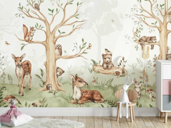 Tapeta leśne zwierzęta na ścianę