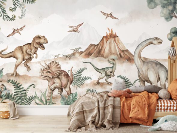 Tapeta na ścianę z dinozaurami